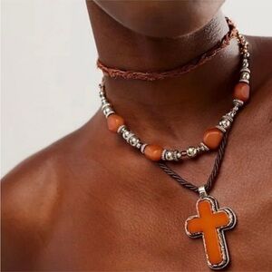 Free People Road Runner Layered Necklace - Brown NWT